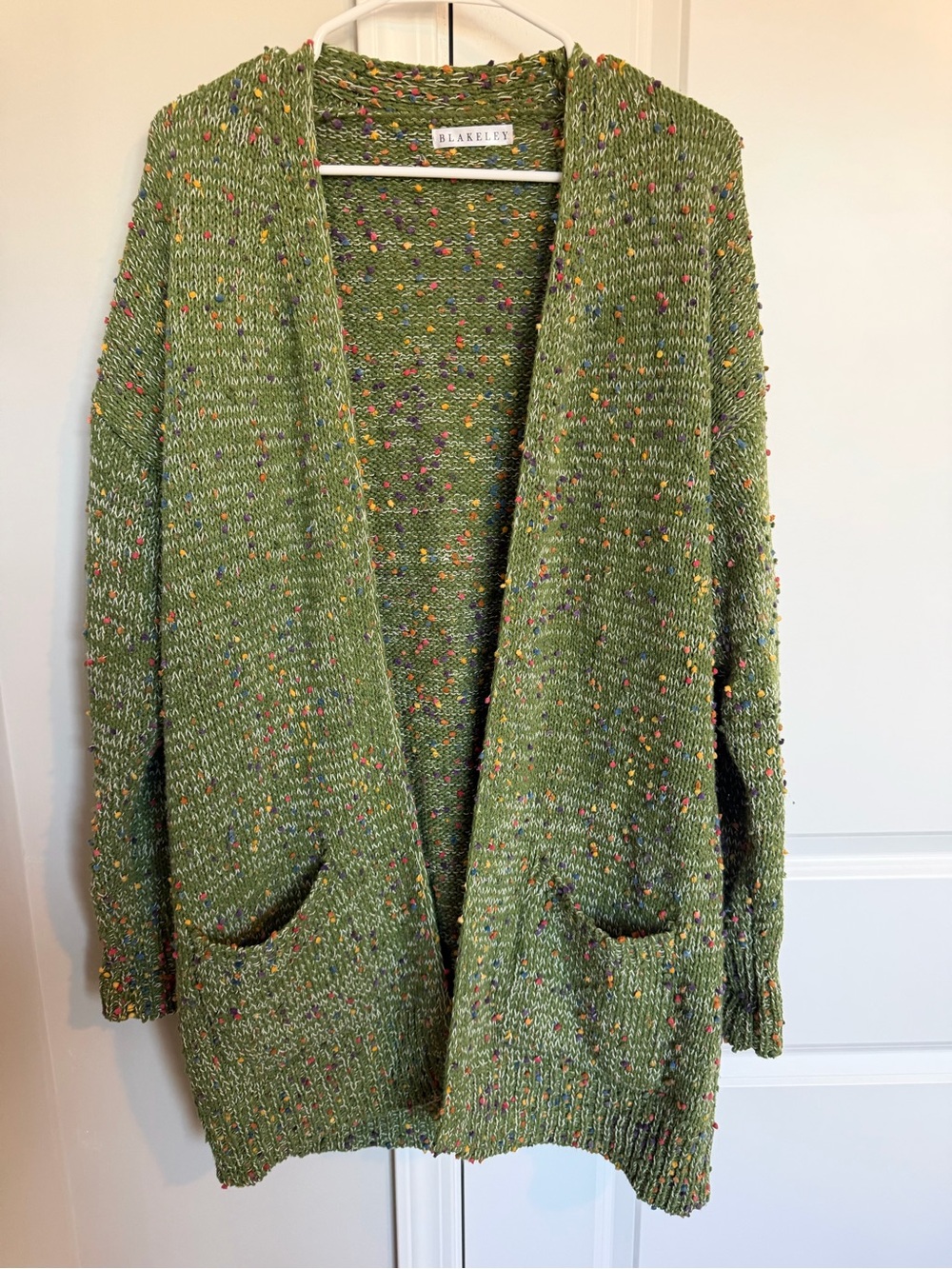 Green Speckled Open-Front Women’s Sweater Cardigan
